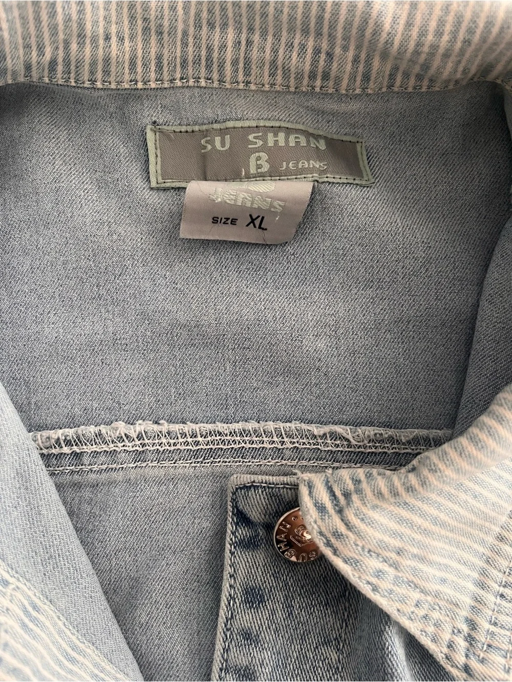 Light Wash Denim Jacket with Stud & Paint Detail